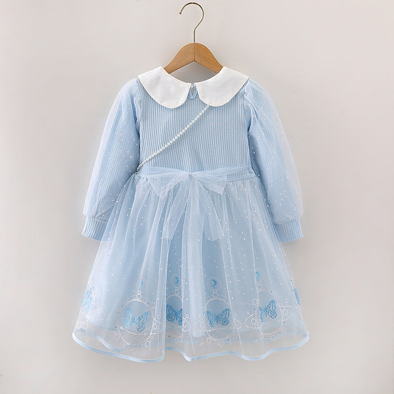 Children's Princess Elsa Dresses Long Sleeve Korean Style Skirt Children's Dress