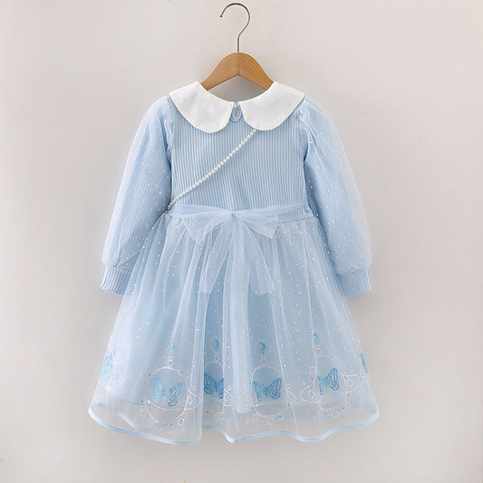 Children's Princess Elsa Dresses Long Sleeve Korean Style Skirt Children's Dress