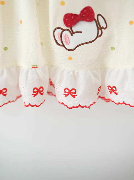 Children's Clothing Summer Cartoon Rabbit Bow Single Layer Cotton Princess Children's Dress