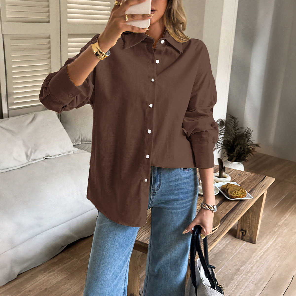 Women's Casual Vacation Solid Color Long Sleeve Small Clothing