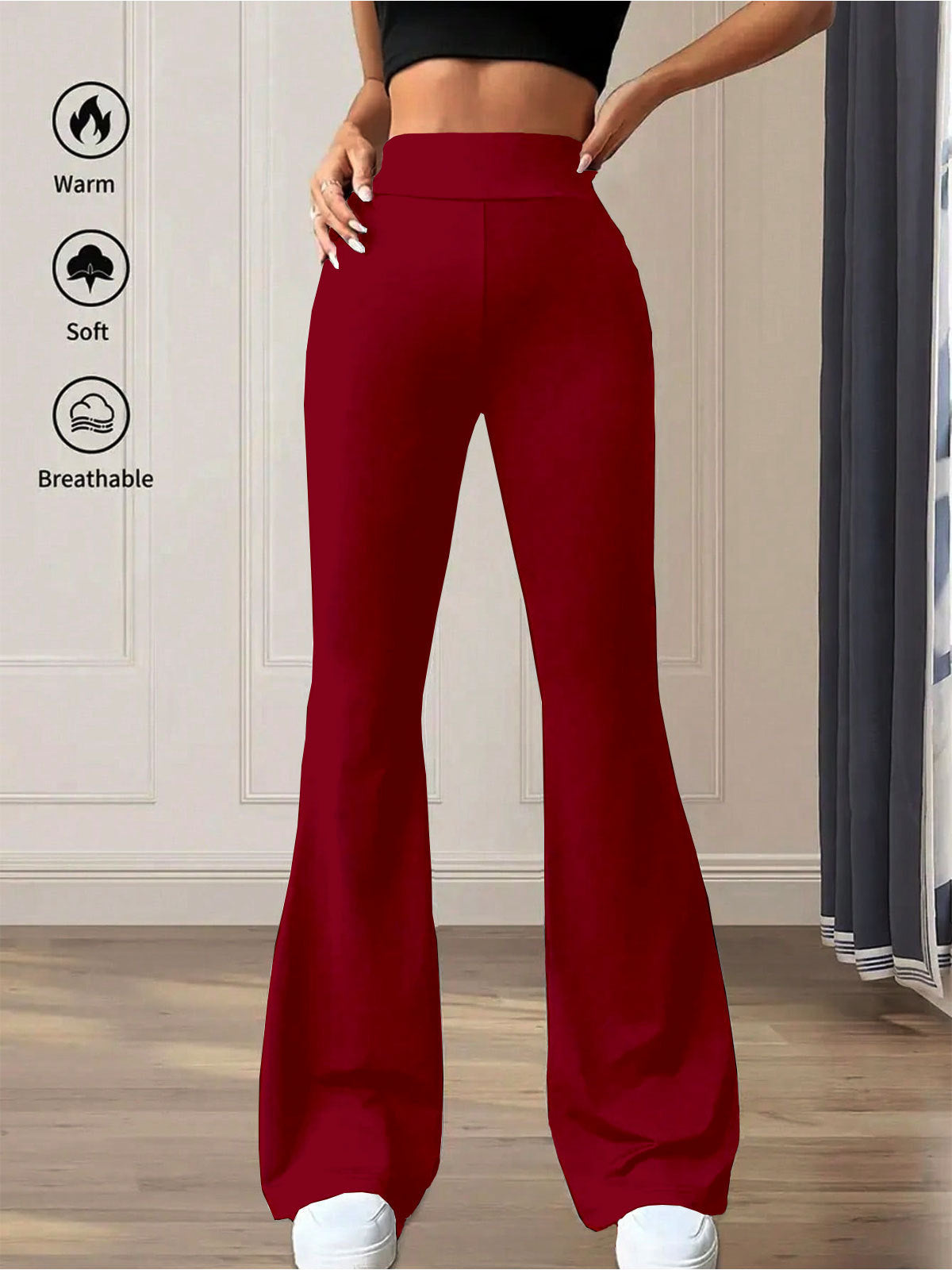 Women's Flared Trousers High Waist Loose Draggle-tail Casual Pants