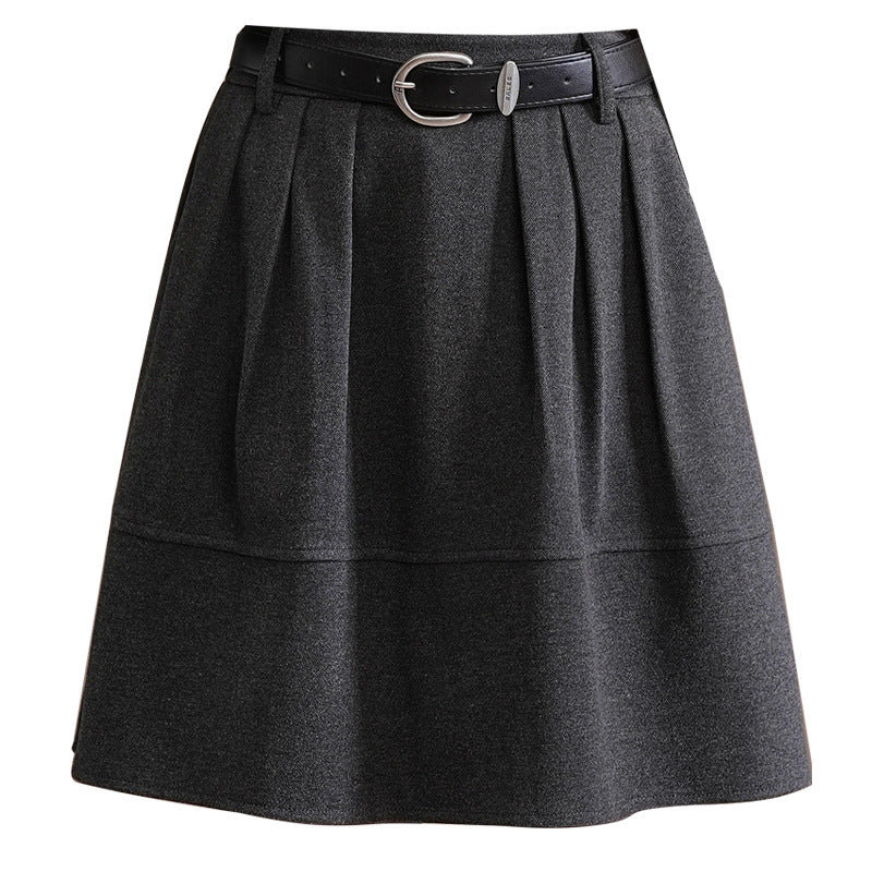 Woolen Bud A- Line Versatile Korean Style Skirt