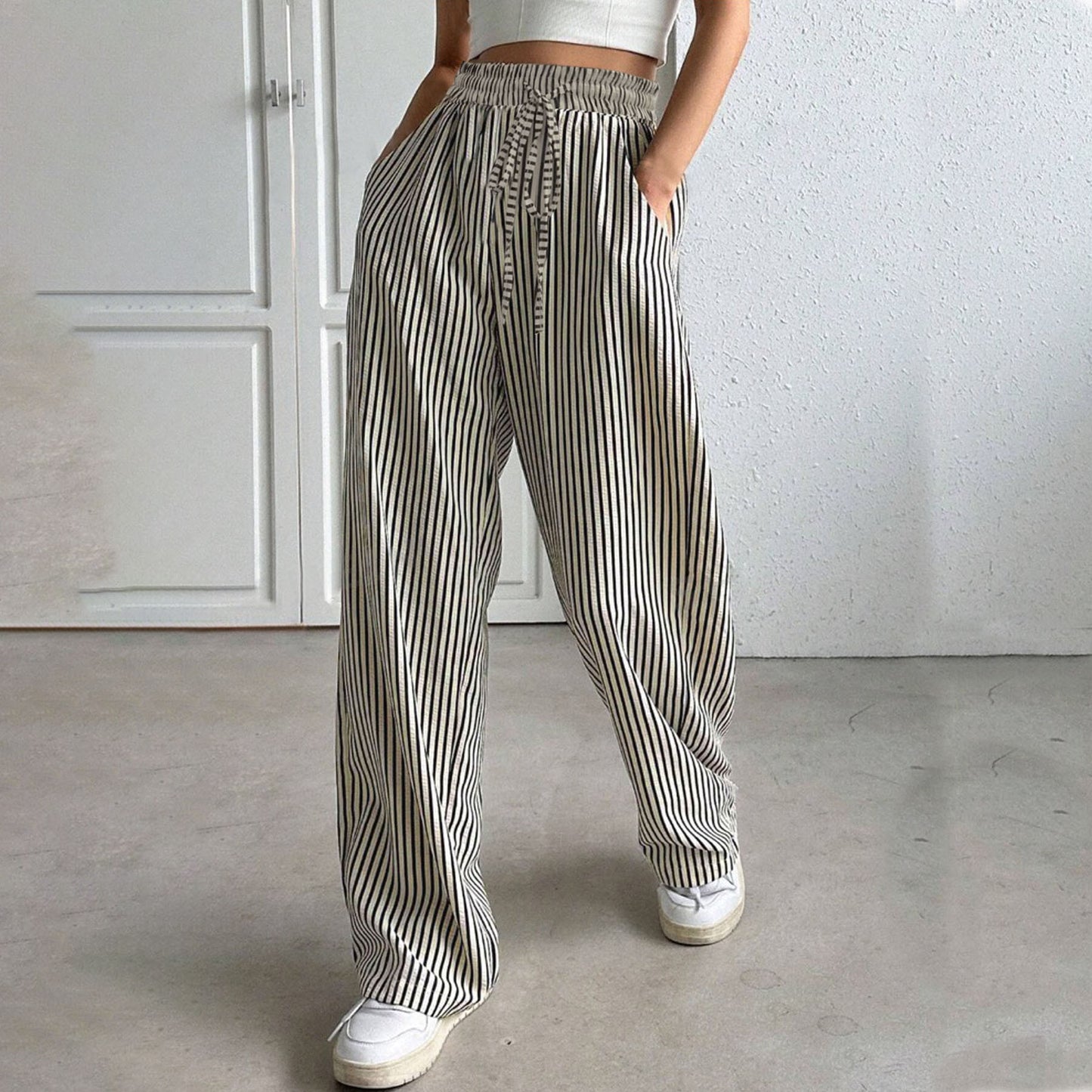 Charming Durable Trendy Women's Striped Trousers Casual Pants