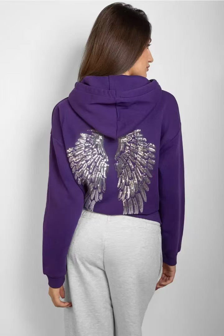 Women's Wings With Paillette Pure Color Fashion Casual Suit