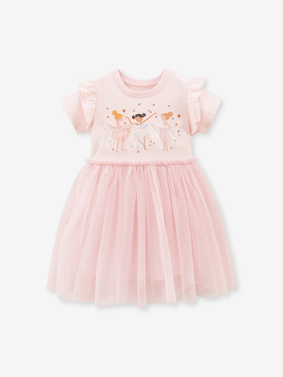 Children's Mesh Princess Summer Cartoon Skirts Short-sleeved Children's Dress