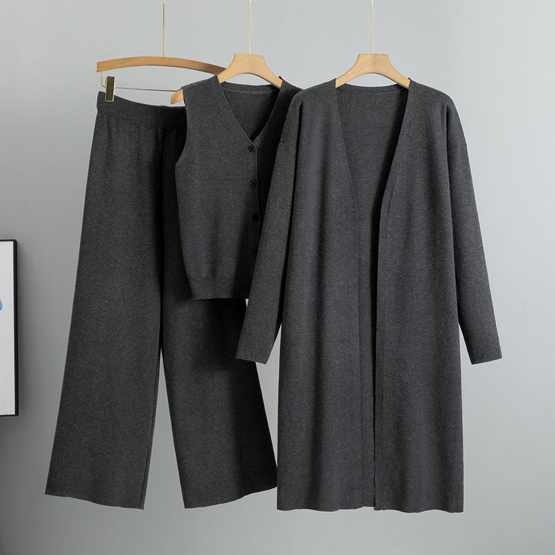 Graceful Elegant Knitting Sleeveless Three-piece Set Sweaters