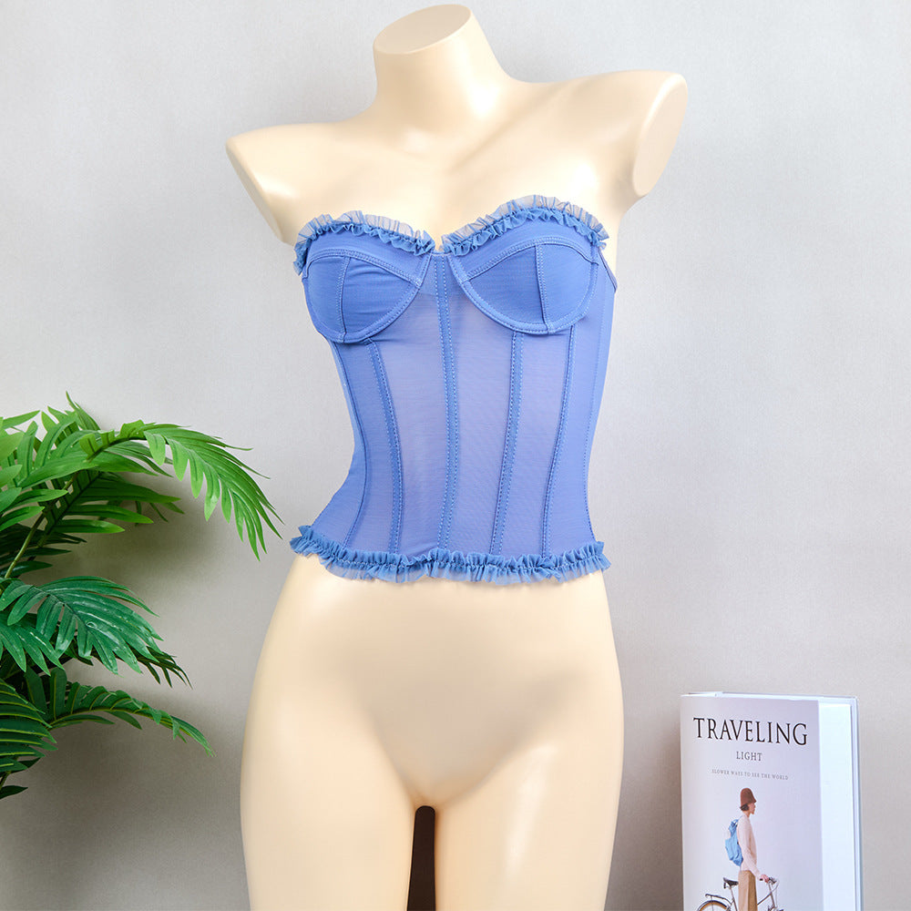 French Style Sweet Plastic Bones Body Small Vest/suspenders/tube Top
