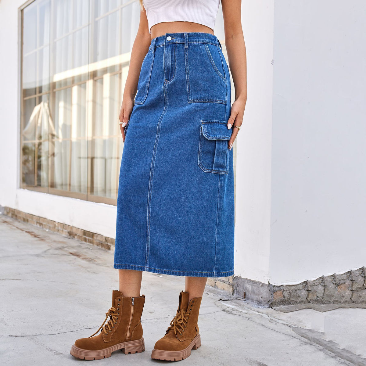 Women's Summer Washed Overalls Denim For Skirts