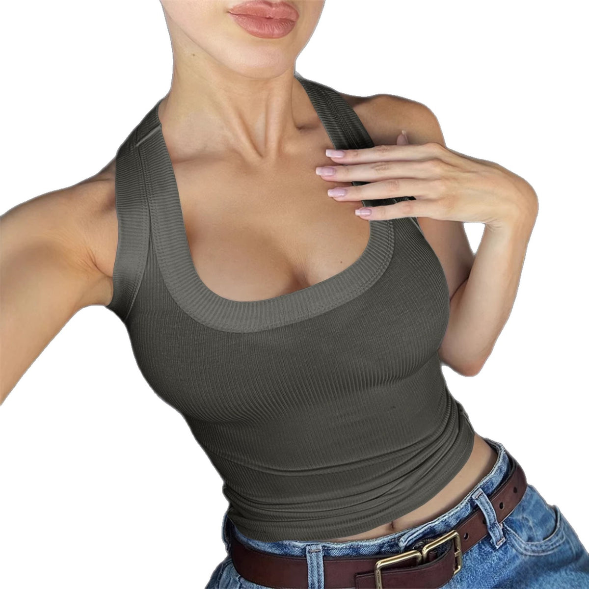 Women's Hot Pure Color T-shirt Summer Small Vest/suspenders/tube Top