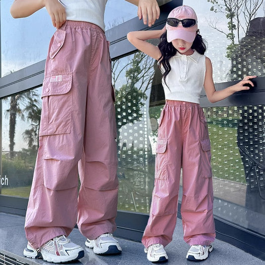 Children's Overalls Thin Casual Middle Big Summer Straight Children's Pants