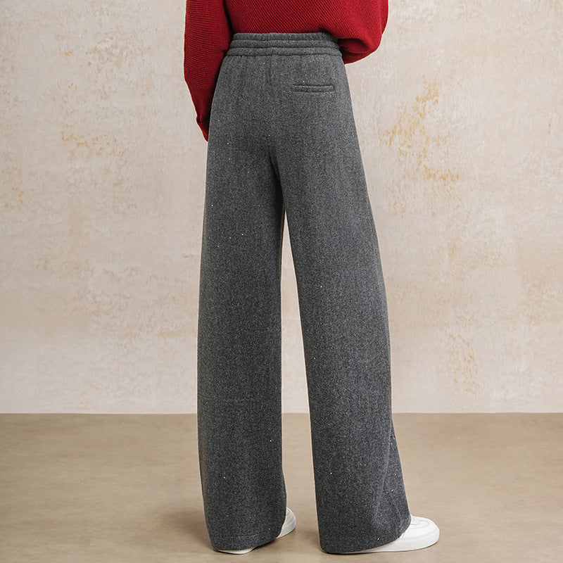 Women's Dark Gray Sequined Fleece American Machete Small Pants