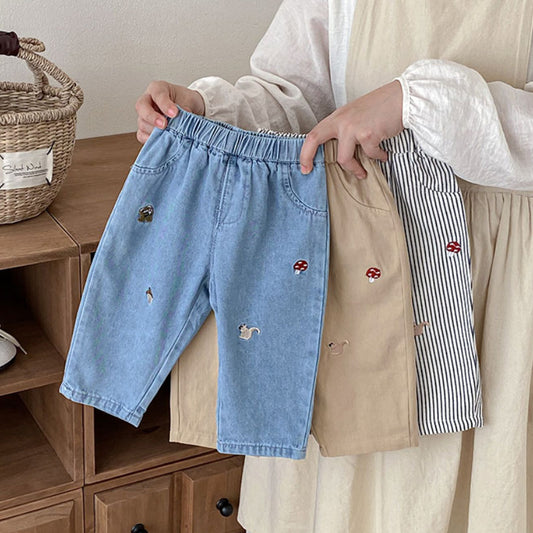 Children's Clothing Boys Fashionable Cartoon Jeans Outer Wear Children's Pants