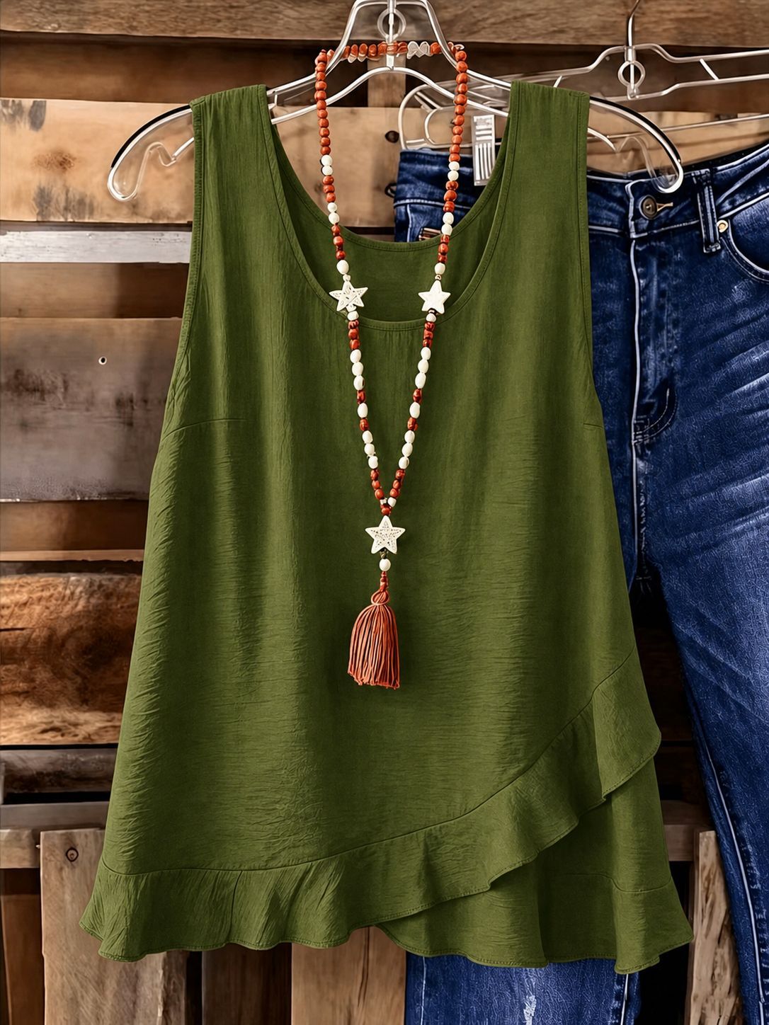 Women's Summer Solid Color Casual Sleeveless Fake Blouse