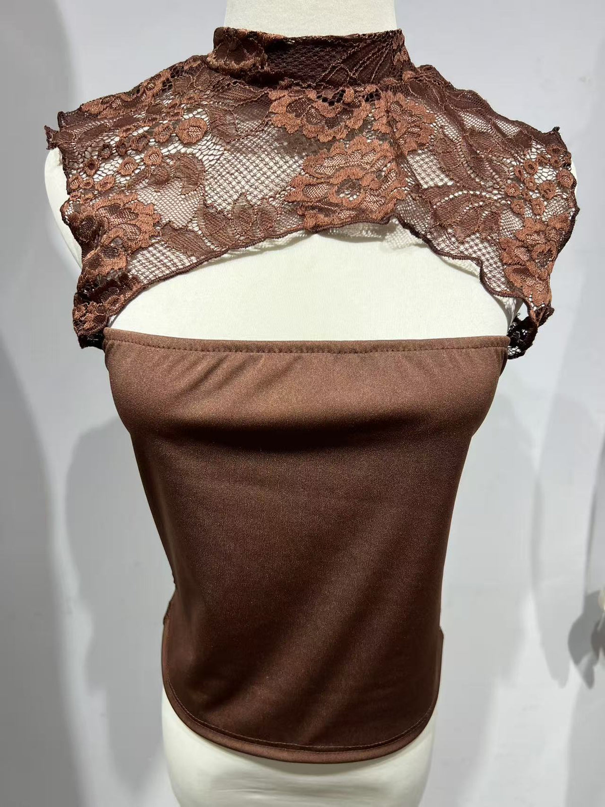 Spring Mature Intellectual Solid Color Jacquard Lace Chest Slimming Small Vest/suspenders/tube Top