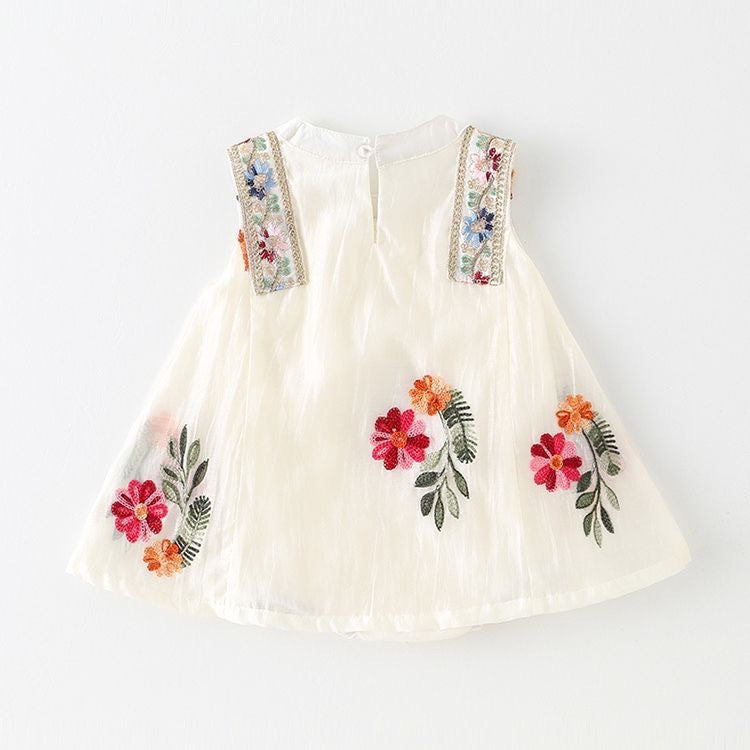 Summer Princess One Year Old Celebration Embroidered Jumpsuit, Climbing Suit