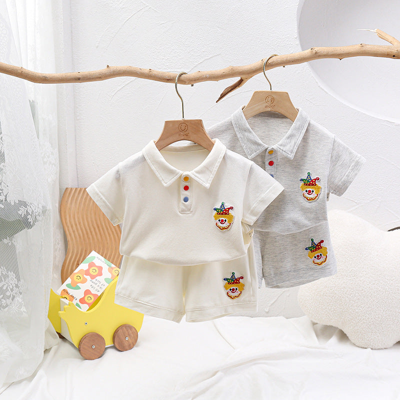 For Babies Summer Thin Unisex Infant Cute Two-piece One Year Children's Suit