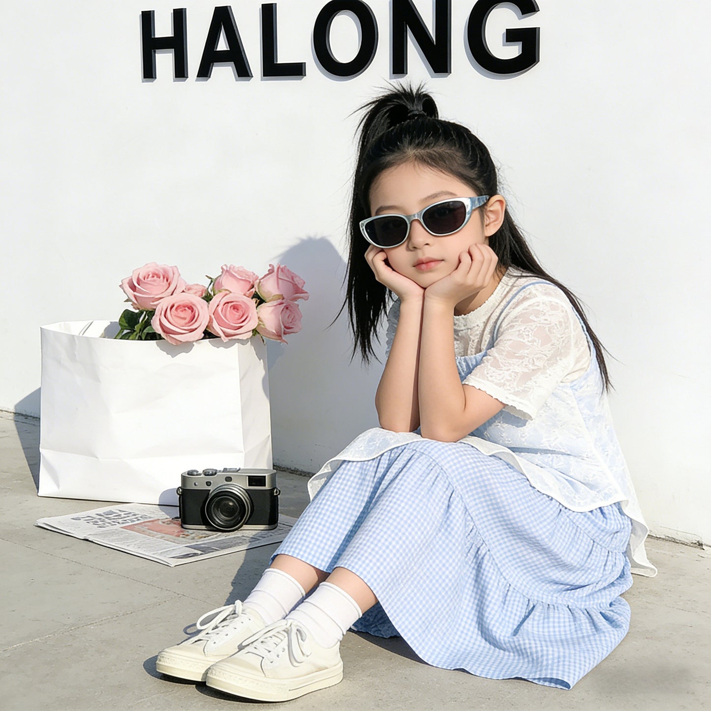 Children's Summer Korean Lace Stitching Dress Princess Style Western Children's Suit