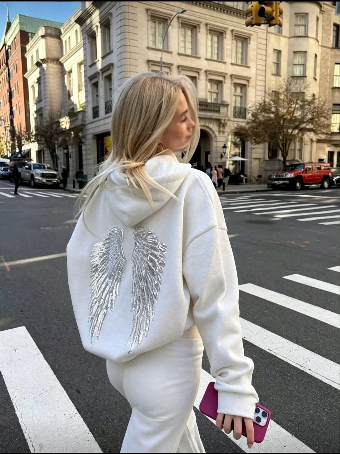 Women's Wings With Paillette Pure Color Fashion Casual Suit
