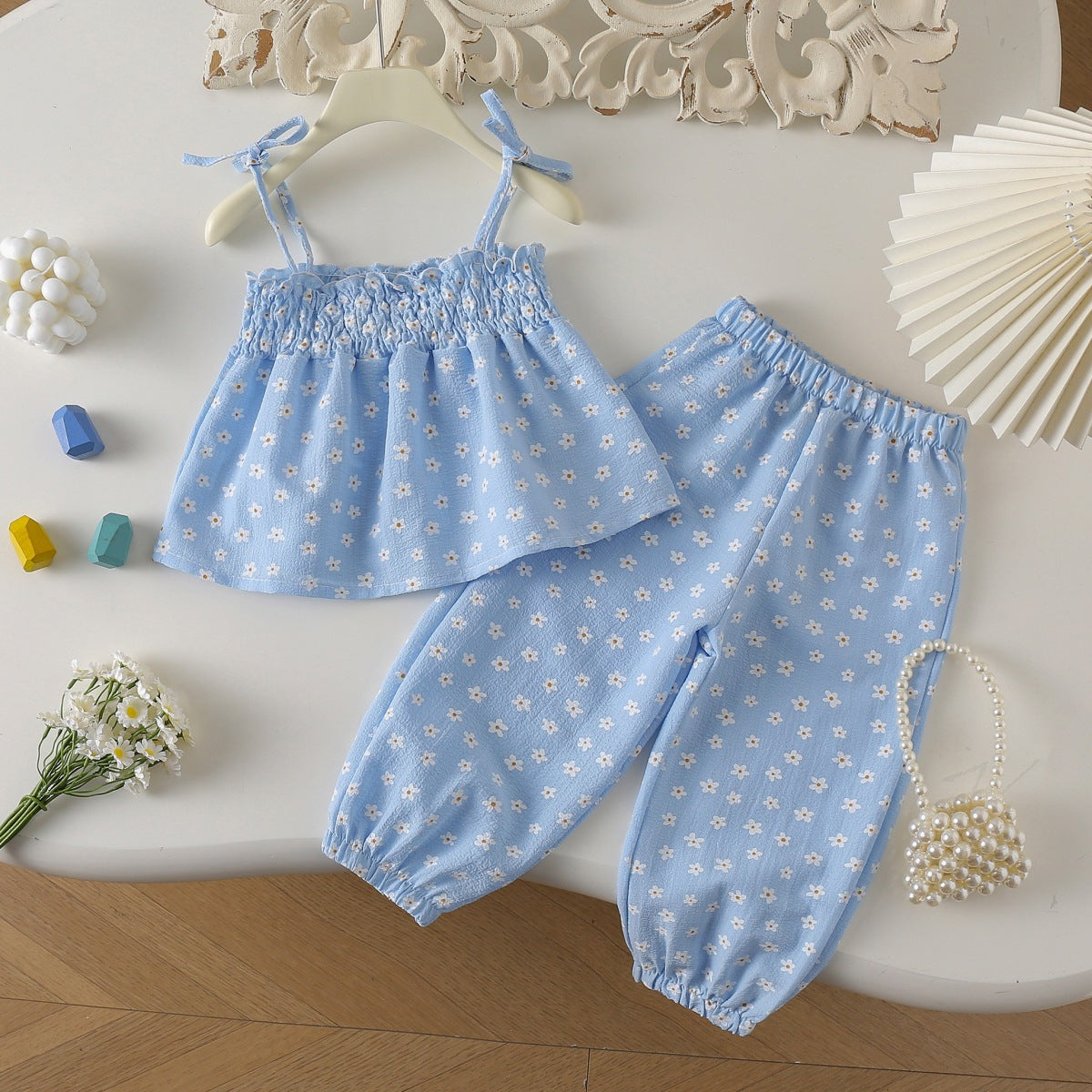 Children's Summer Sling Shirt Anti Mosquito Pants Two-piece Children's Suit