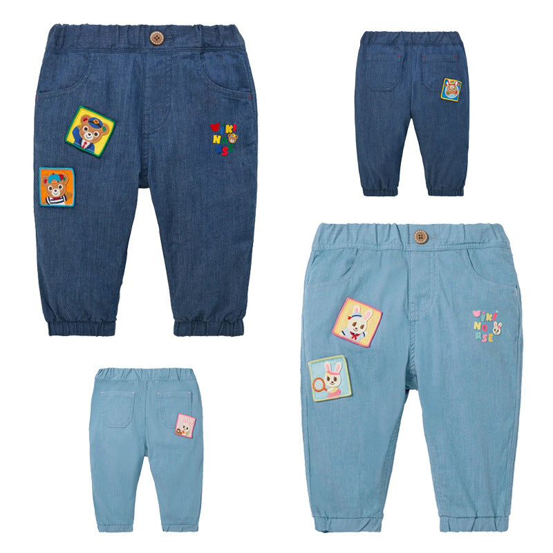 Bear Rabbit Badge Trousers Letter Embroidered Children's Pants