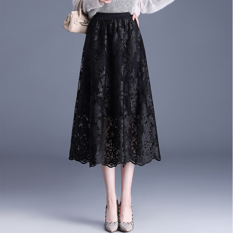 Women's Autumn Elastic Waistband Slimming Fashionable Versatile Skirt