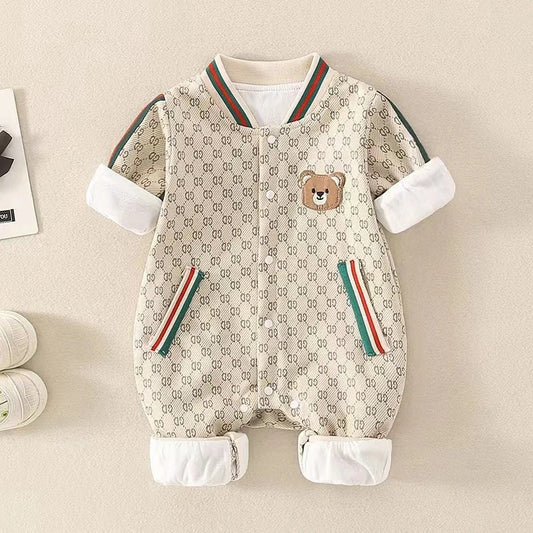 Trendy Plaid Male Female Bear Western Jumpsuit, Climbing Suit