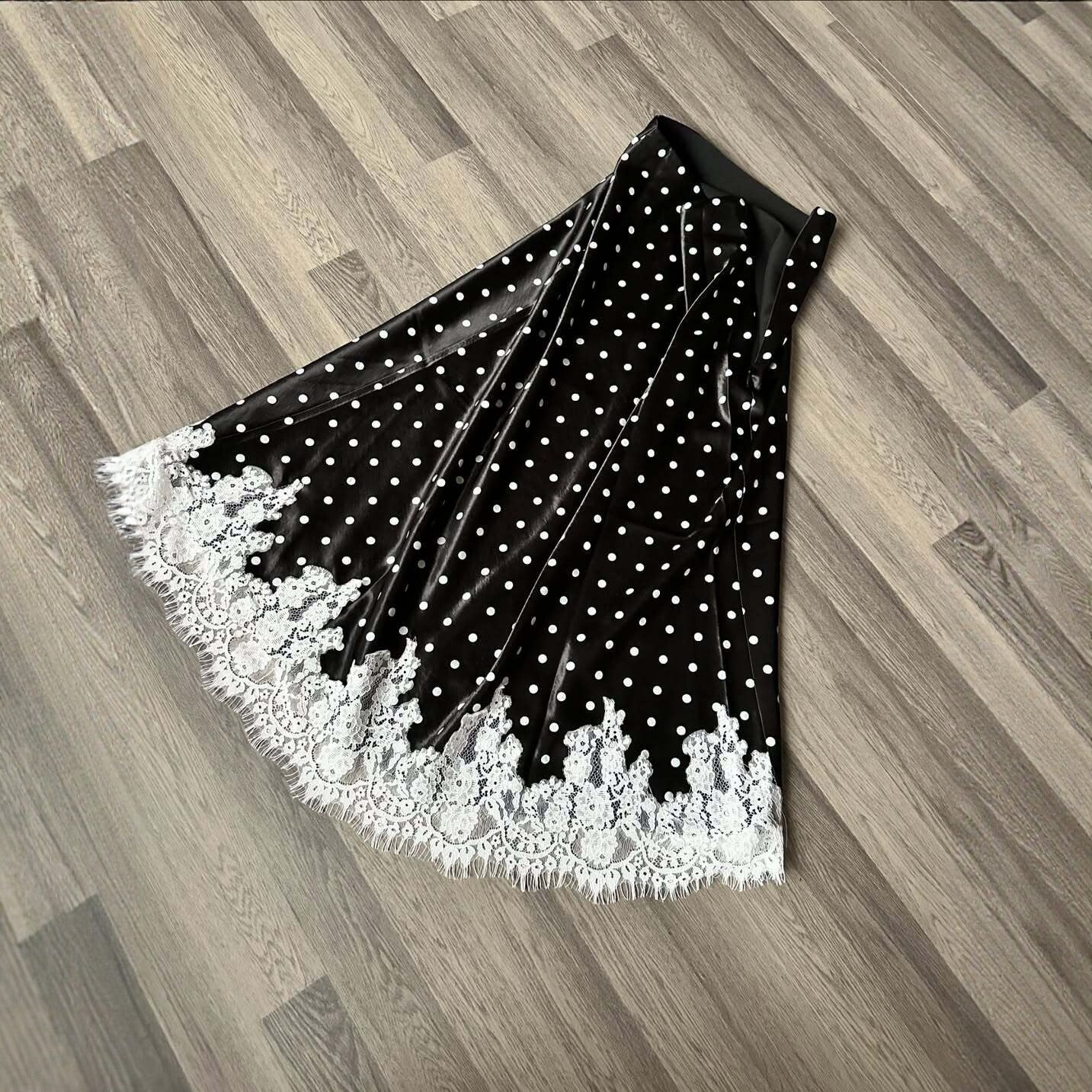 Women's Polka Dot Lace Fishtail Elegant Midi Skirt