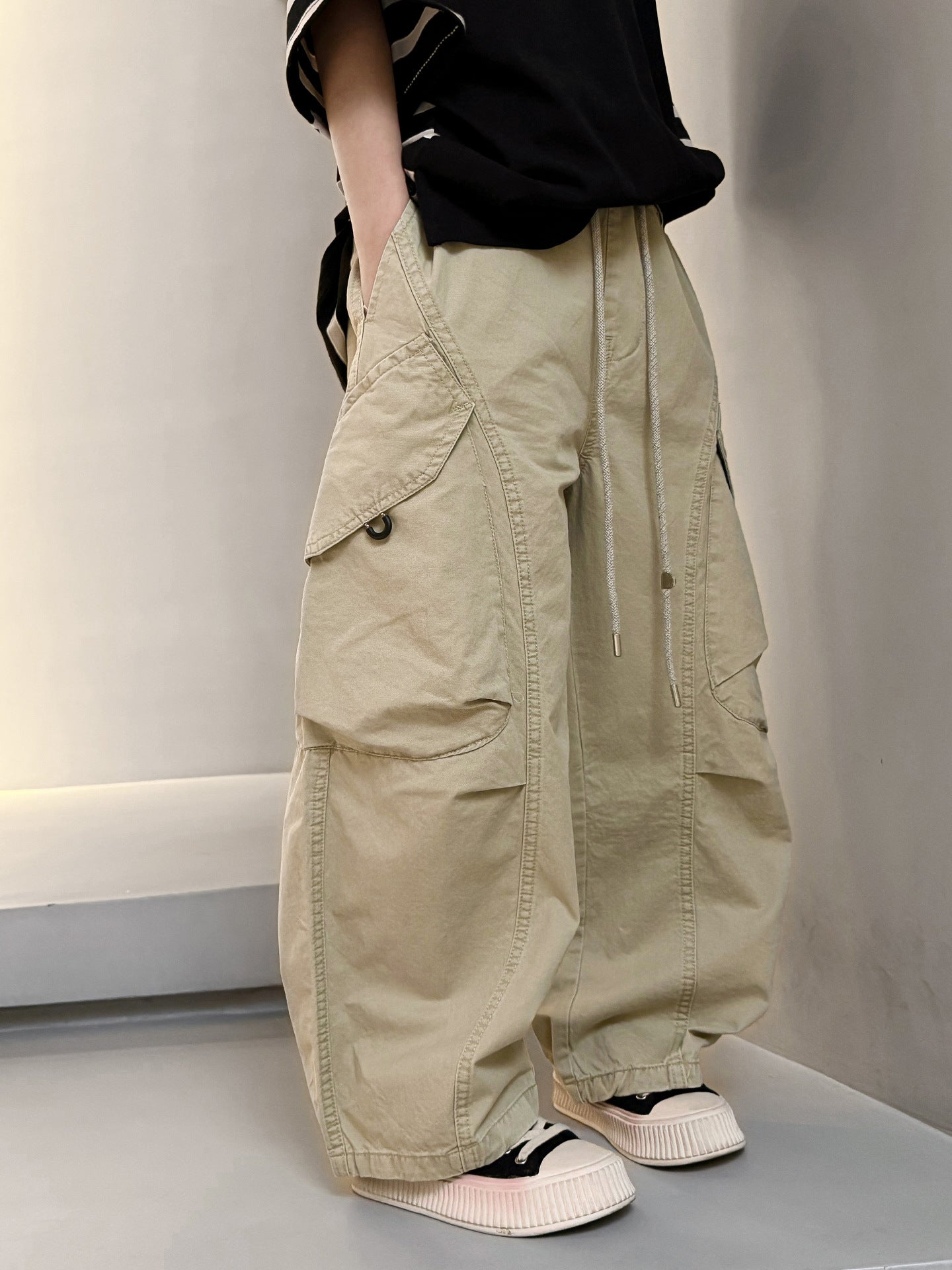 Children's Medium Large Spring Casual Boys Straight Cargo Children's Pants