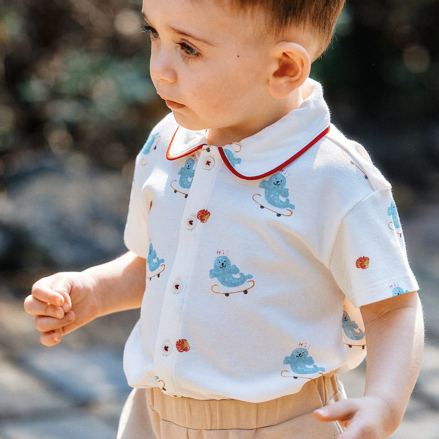 Children's Soft Full Printed Cardigan Boys Short Sleeve Summer Children's T-shirt