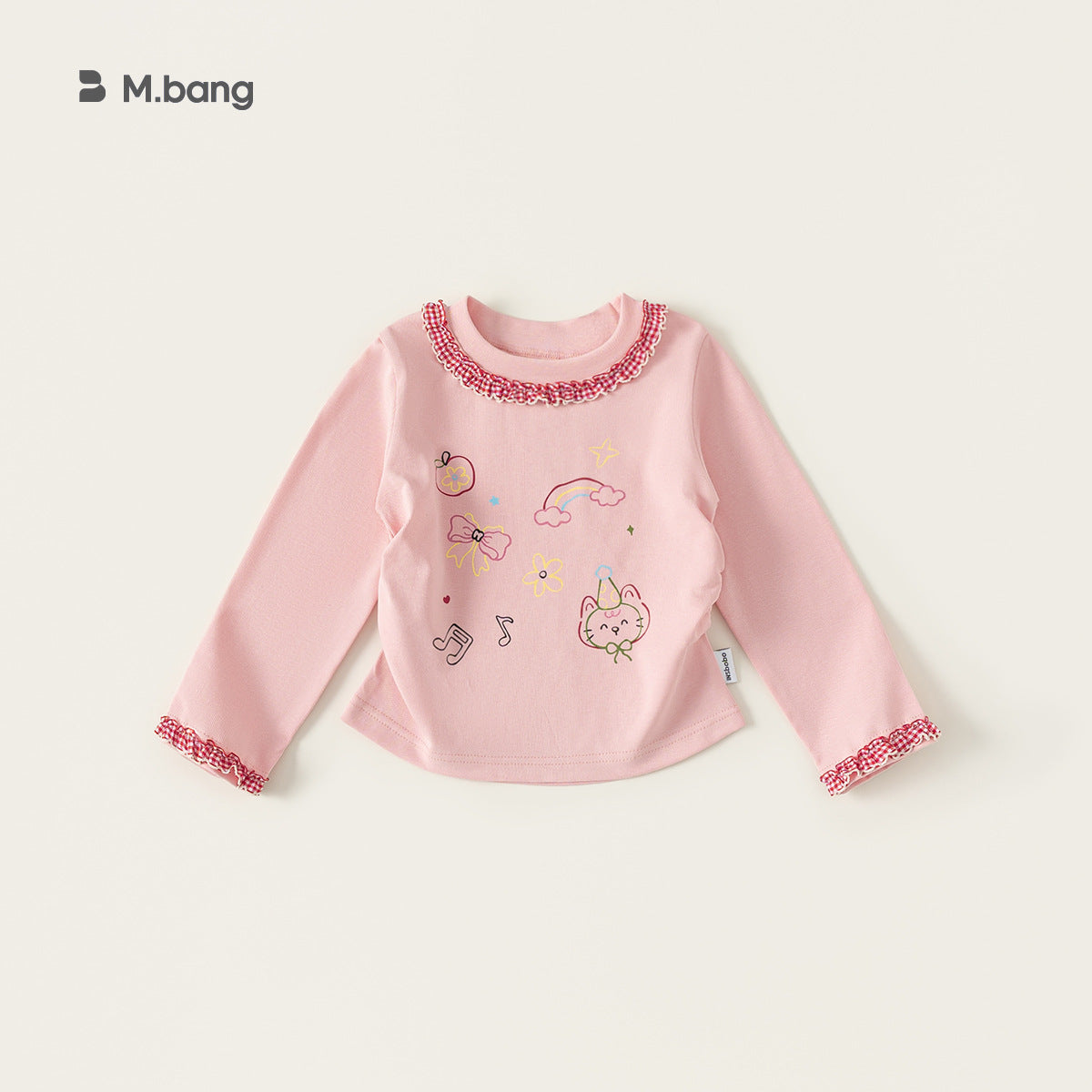 Children's Sleeve Plaid Elements Sisters Outfit Stitching Lace Children's T-shirt