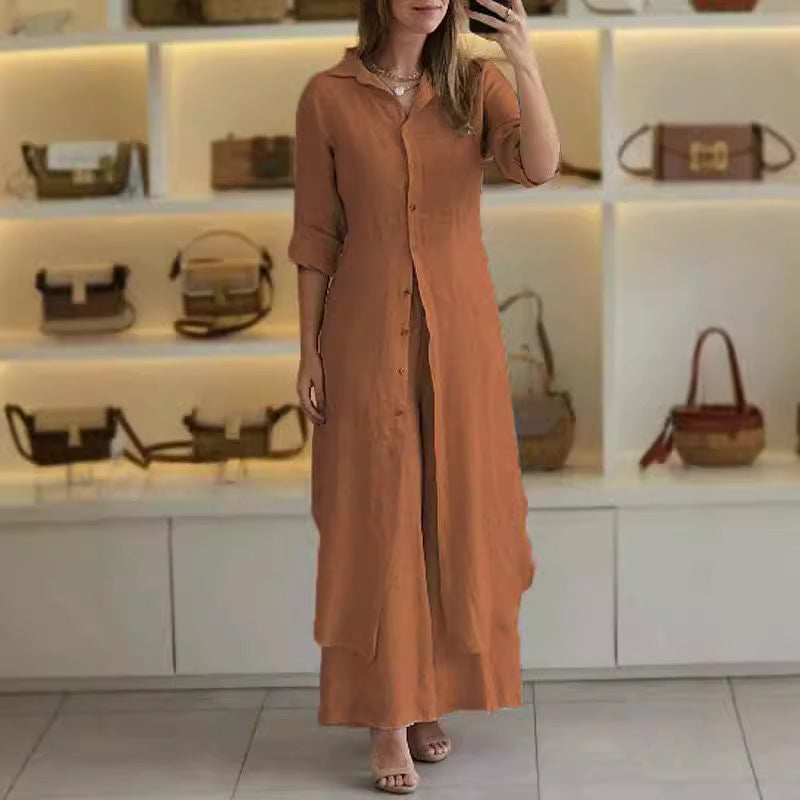 Women's Urban Elegant Cotton Linen Waisted Long-sleeved Fashion Casual Suit