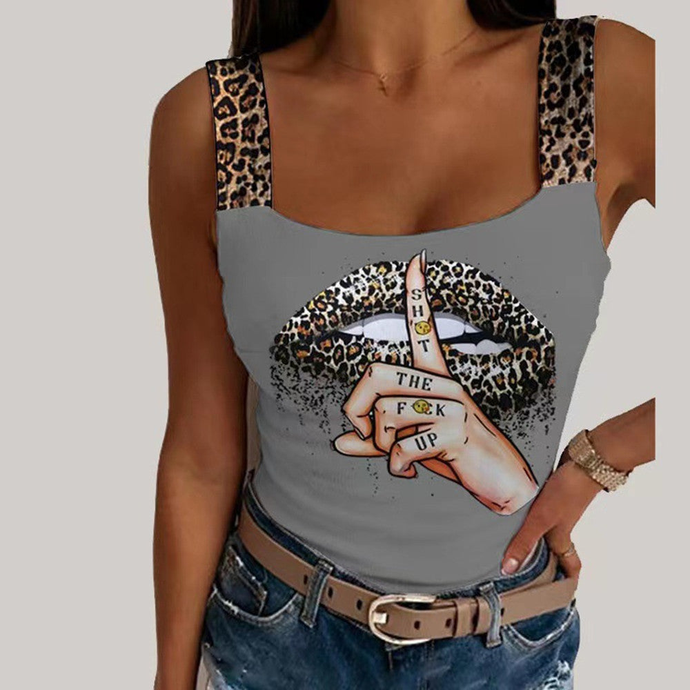 Classy Women's Sexy Camisole Lip Printings Vests