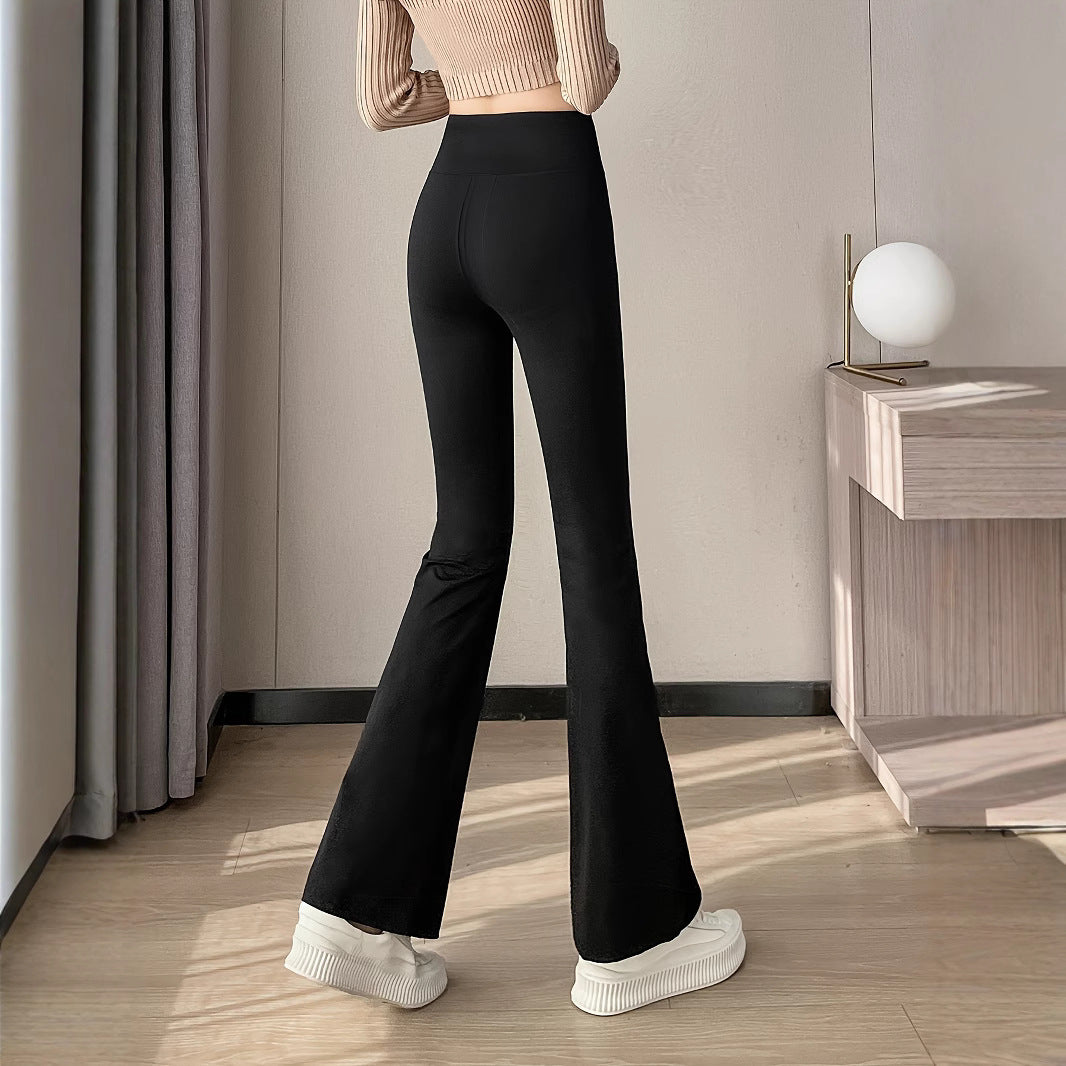 Women's High Waist Flared Solid Color Thin Breathable Straight Pants