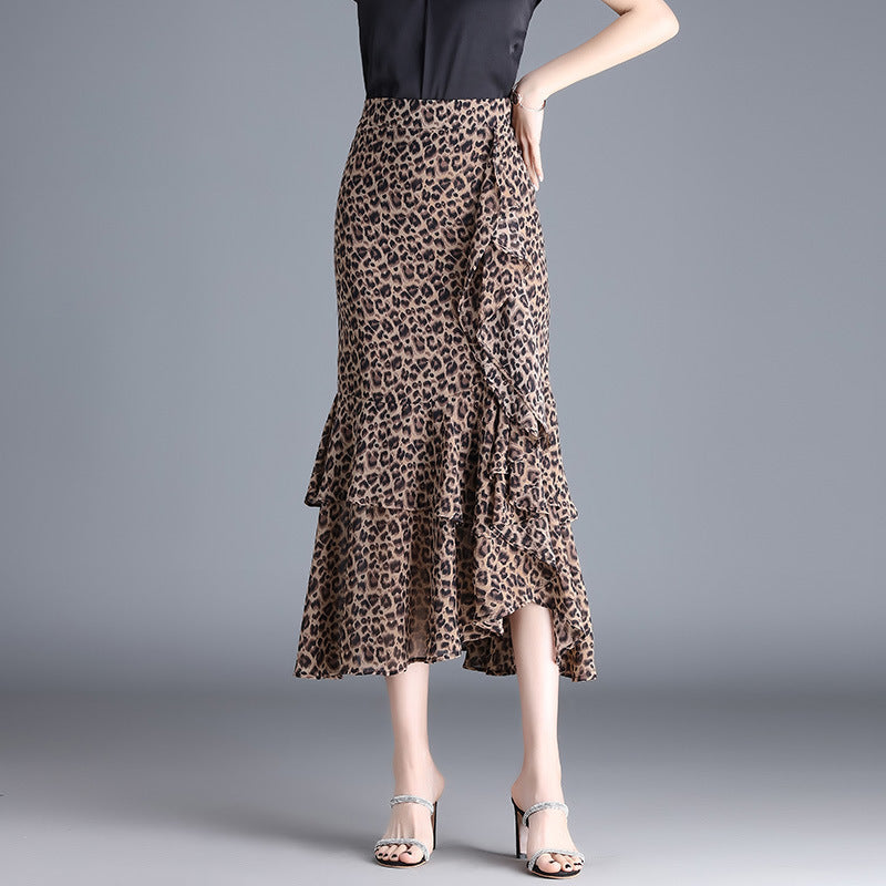 Women's Chiffon High Waist Summer A- Line Mid-length Split Sheath Skirts