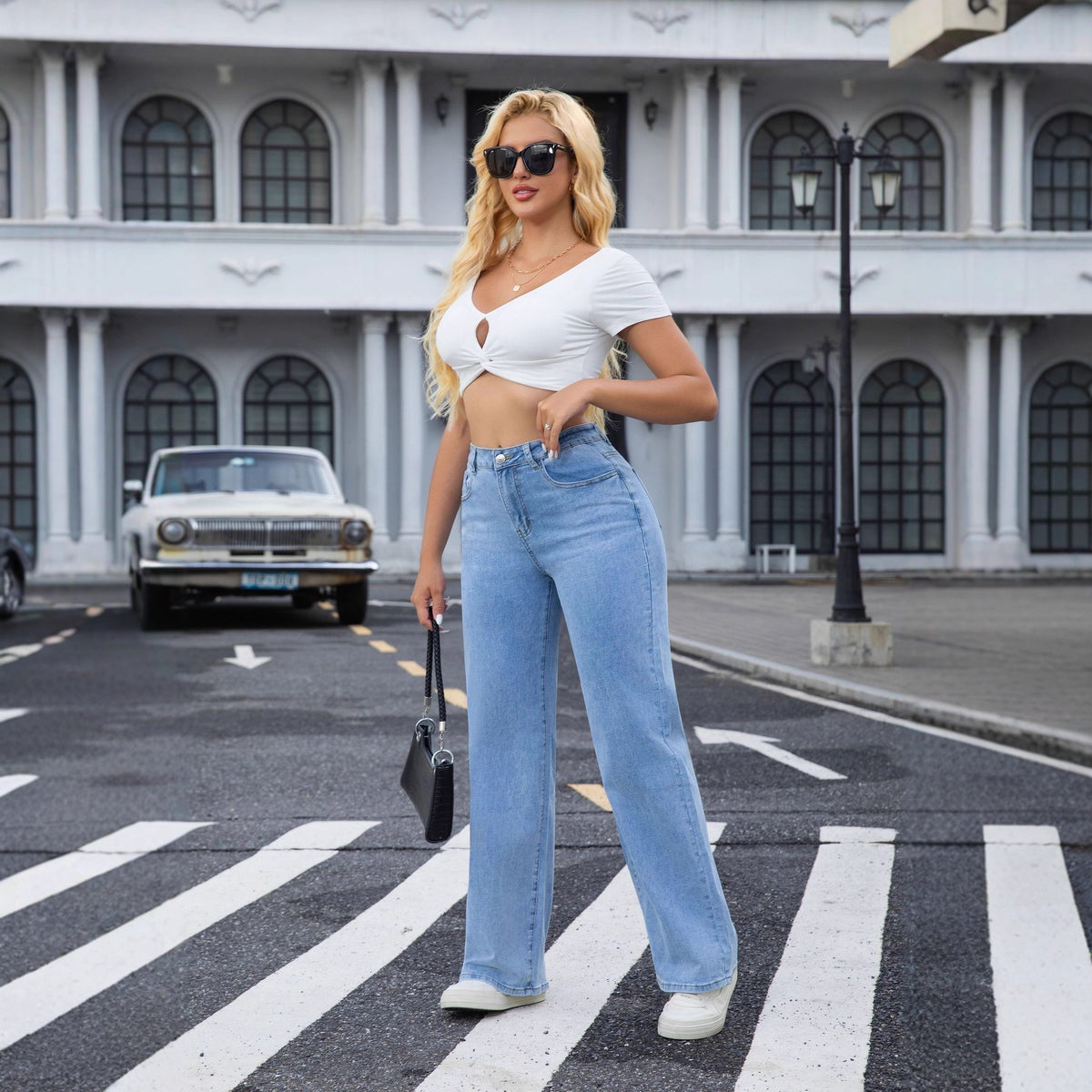 Women's For High Waist Wash Distressed Pants