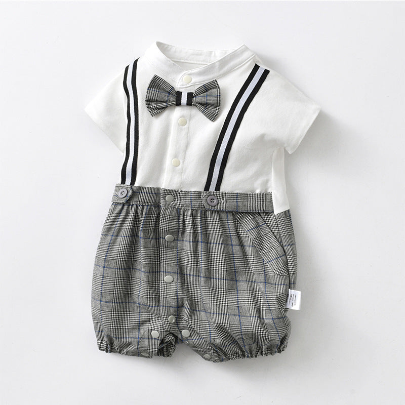 Handsome Boy Gentleman Strap Romper Days Old One Year One-piece Jumpsuit, Climbing Suit