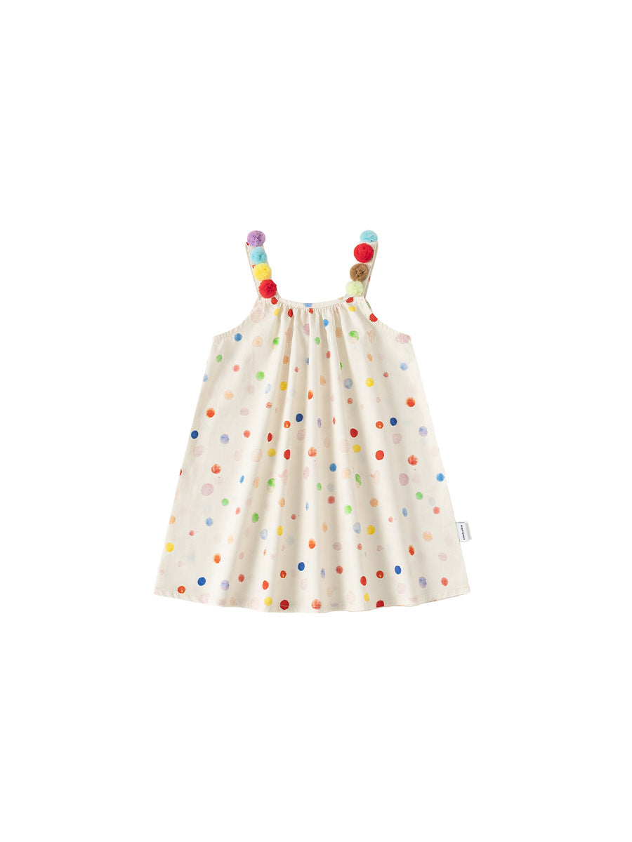 Children's Colorful Polka Dot Suspender Summer Dopamine Children's Dress