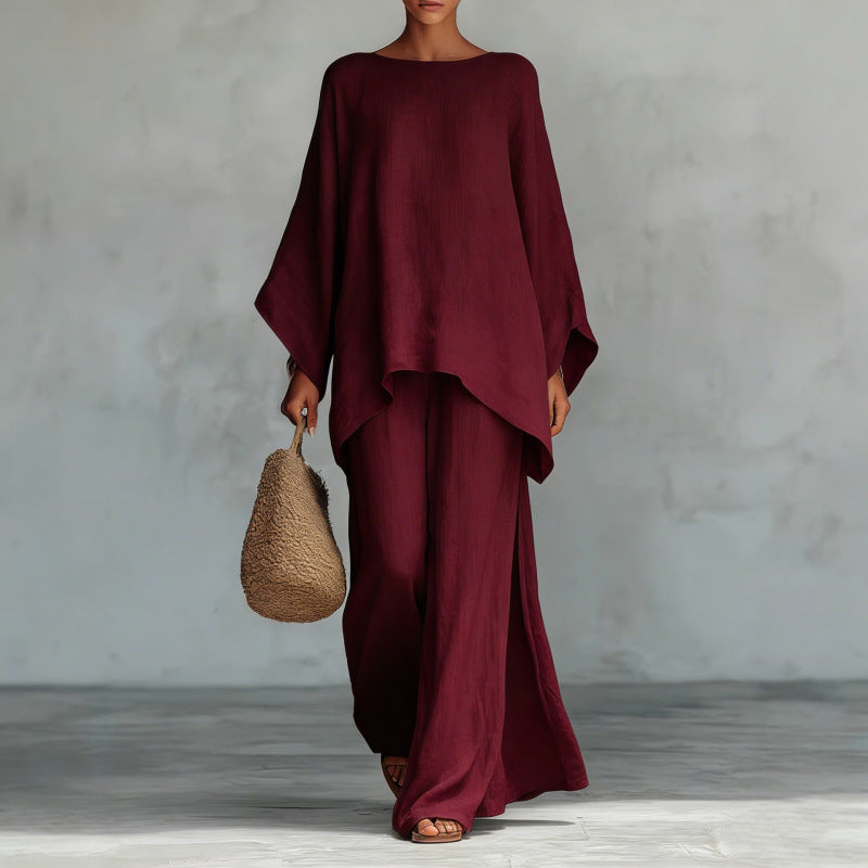 Women's Summer Simple Loose Comfortable Shirt Wide Fashion Casual Suit