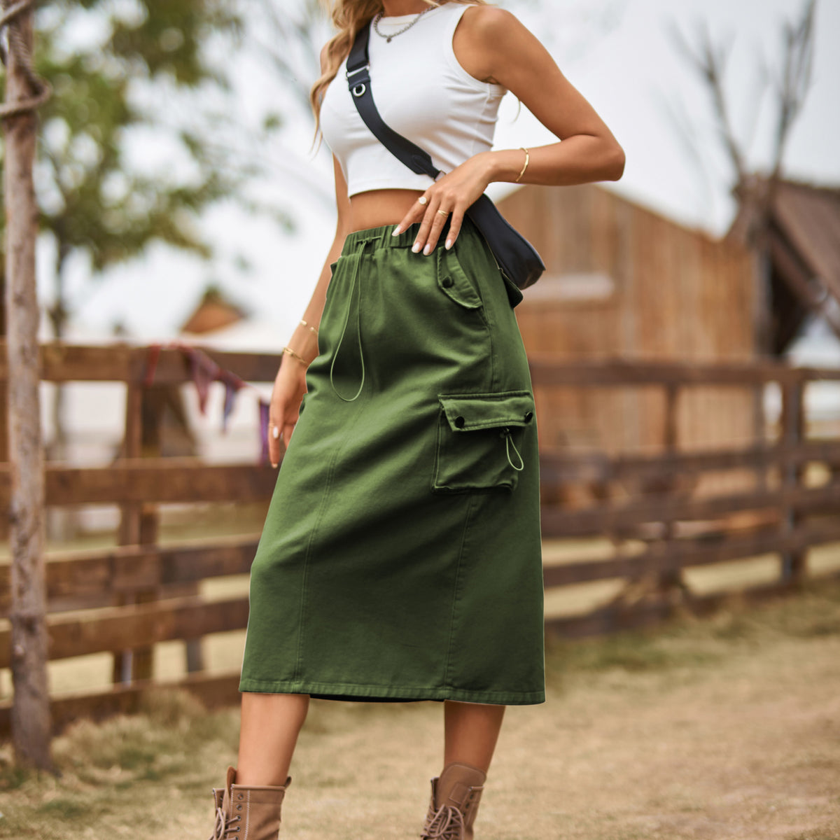 New Graceful Glamorous Women's Drawstring Denim Skirt