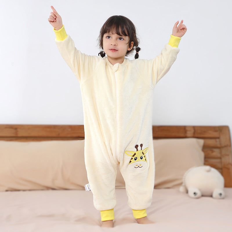 Children's One-piece Pajamas Flannel Cartoon Christmas Clothing Sleeping Jumpsuit, Climbing Suit
