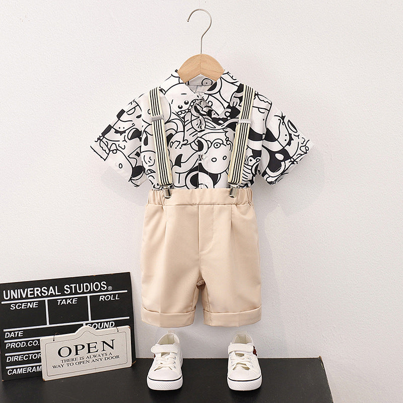 Children's Shirt Suspender Pants Leisure Vacation Wind Children's Suit
