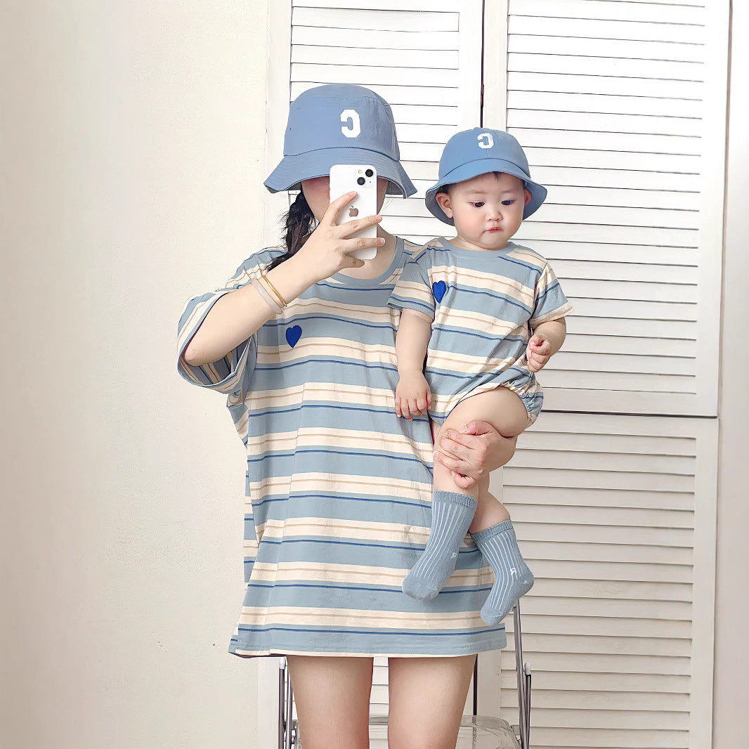Family Of Three Clothes Striped Summer Parent-child Outfit