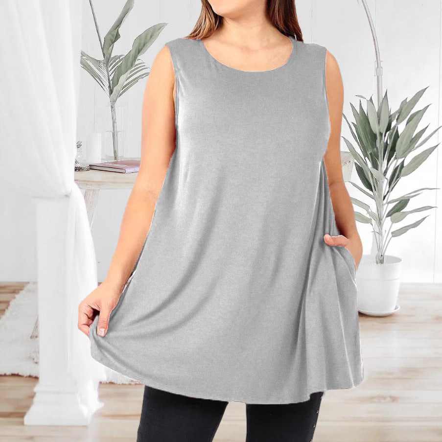 Women's Fashion Casual Pocket Solid Color Vests