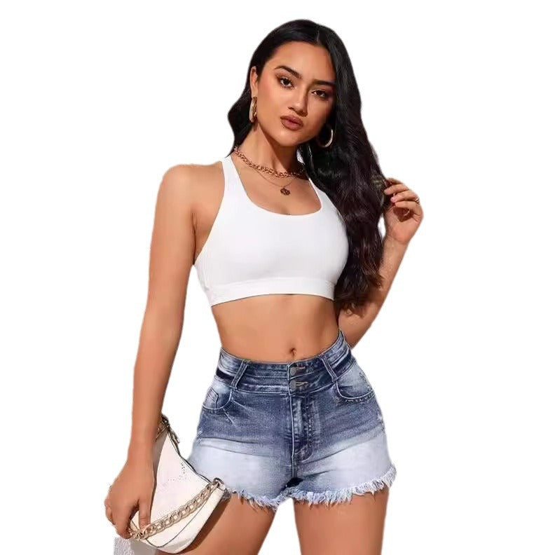 Fashion Ripped Denim High Waist Wash Pants