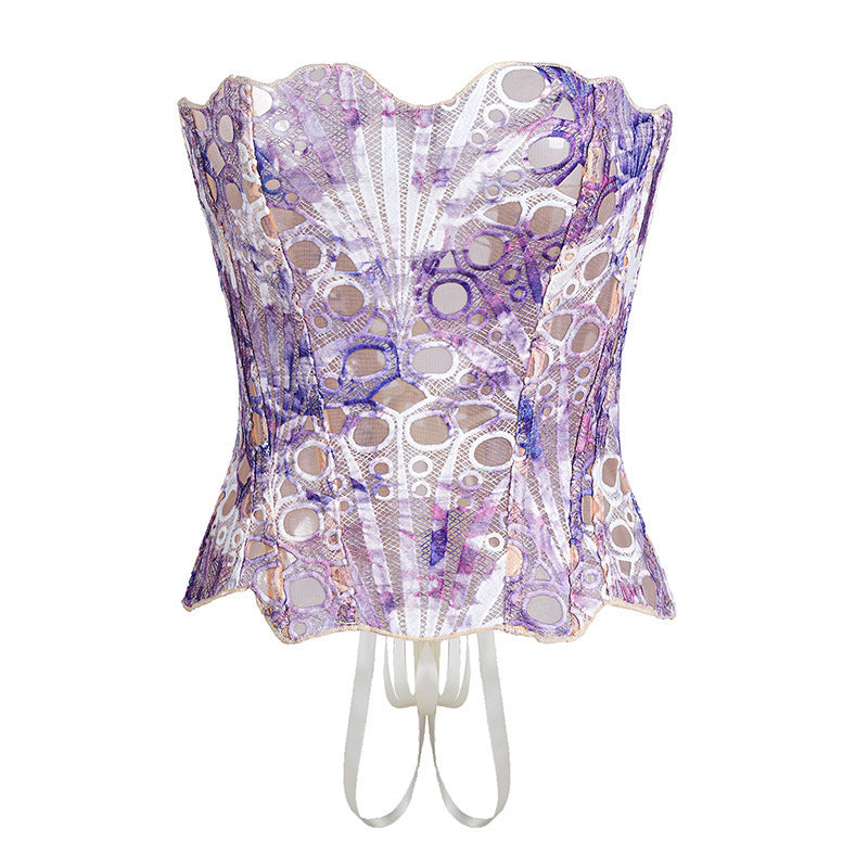 Out Tunic Printed Body Shaping Fishbone Corset Small Vest/suspenders/tube Top