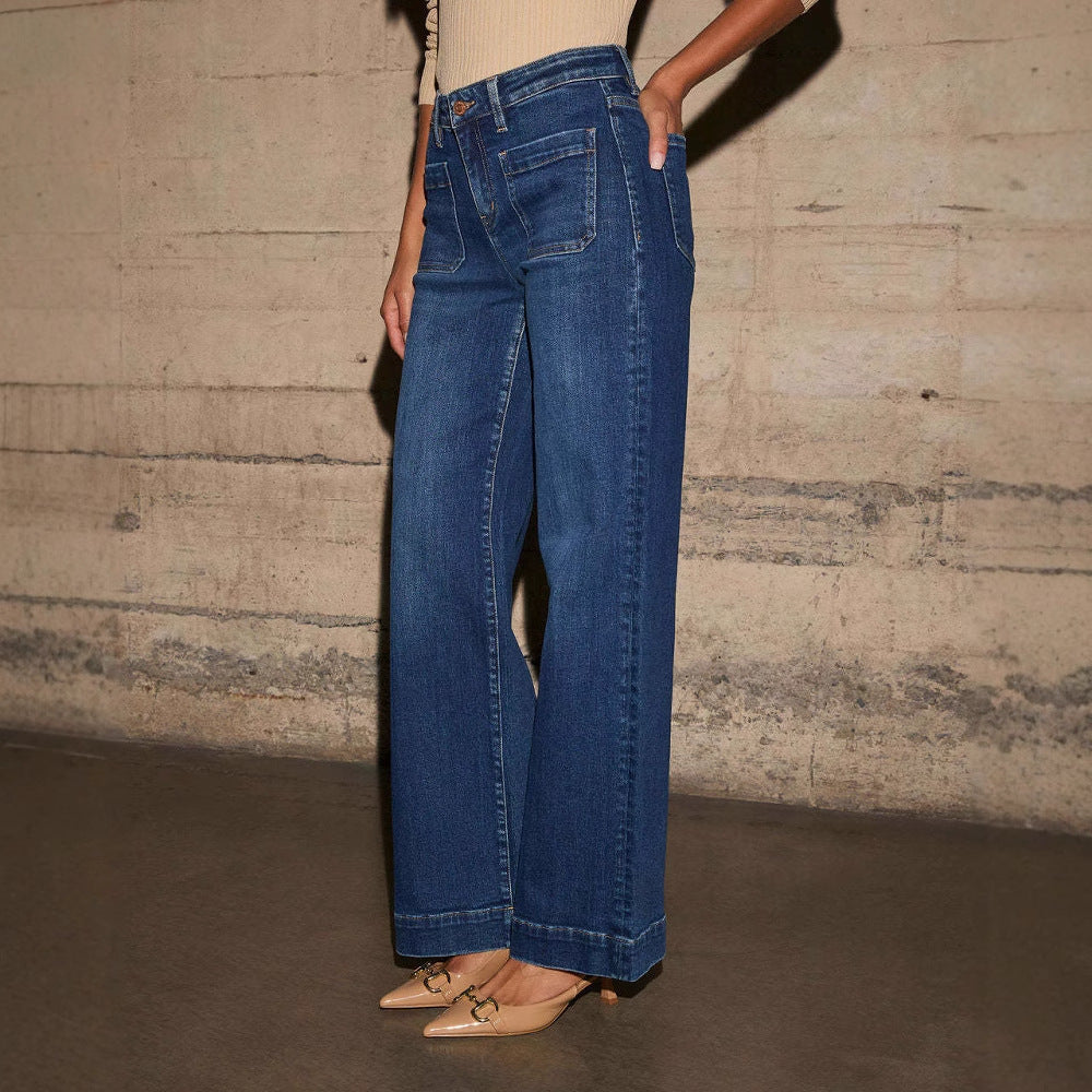 Women's High Waist Spring Slimming Wide Leg Retro Pants