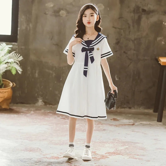 Children's Summer Fashionable Princess College Navy Style Little Children's Dress