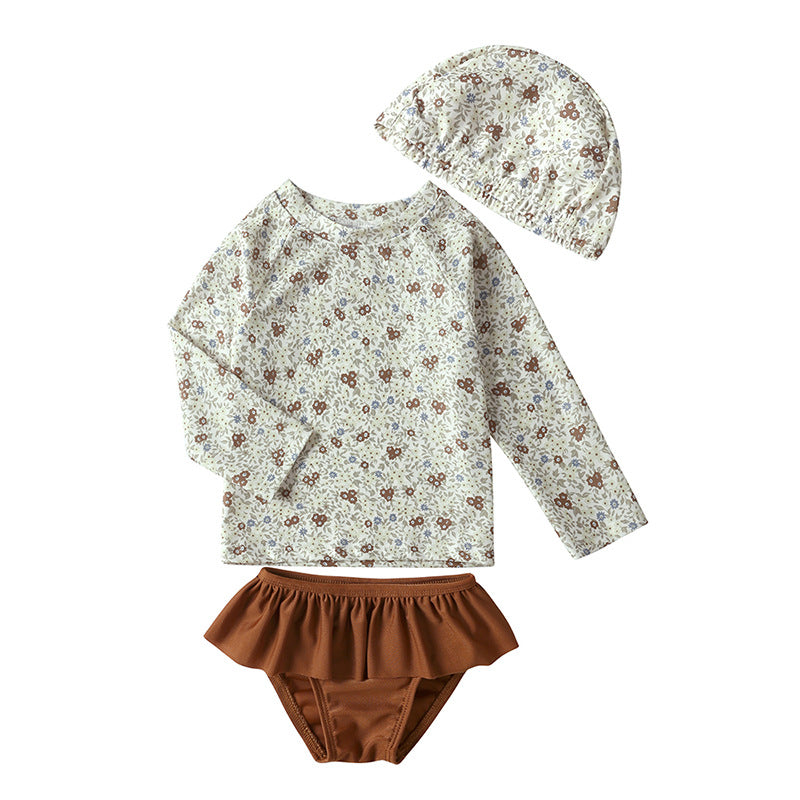 Children's Swimsuit Cute Split Long Sleeve Seaside Vacation Children's Suit
