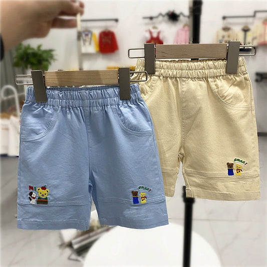 Children's Clothing Summer Bear Shorts Washed Cotton Children's Pants