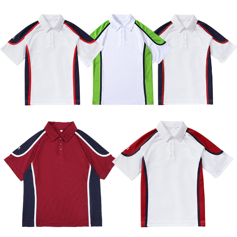 Children's School Junior High Uniform Boys Summer Bird Eye Short Sleeve Children's T-shirt
